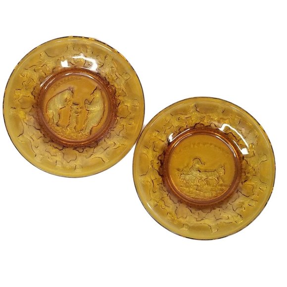 Indiana Glass Tiara Amber Plates - Picture 1 of 9